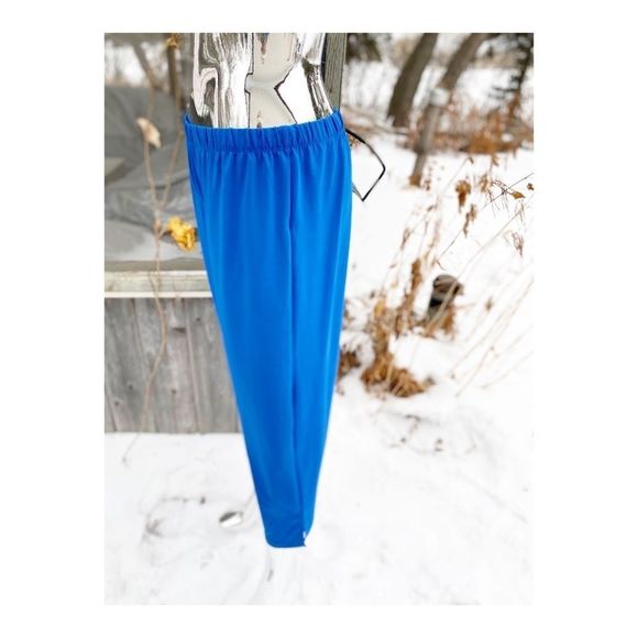 Blue Cropped Spandex Pants Athleisure - Picture 8 of 14